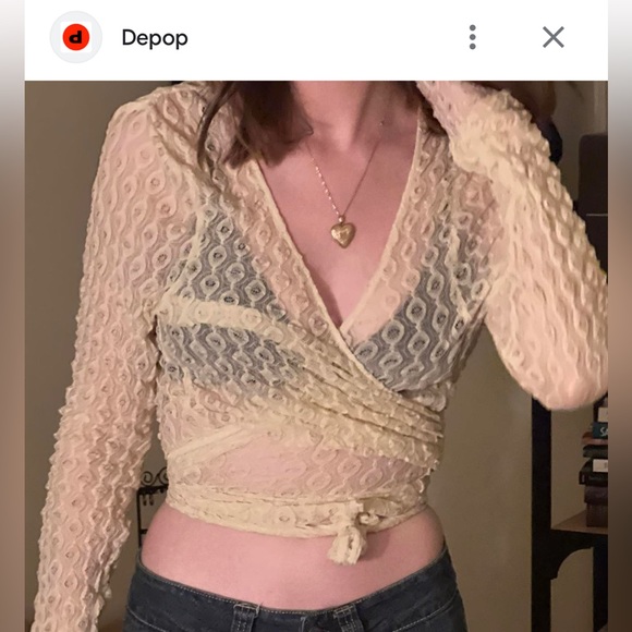 Wrap Knit Ballet Crop Sweater Top Pink Barbie Purple Sheer Blouse Kawaii Pastel - Picture 16 of 17